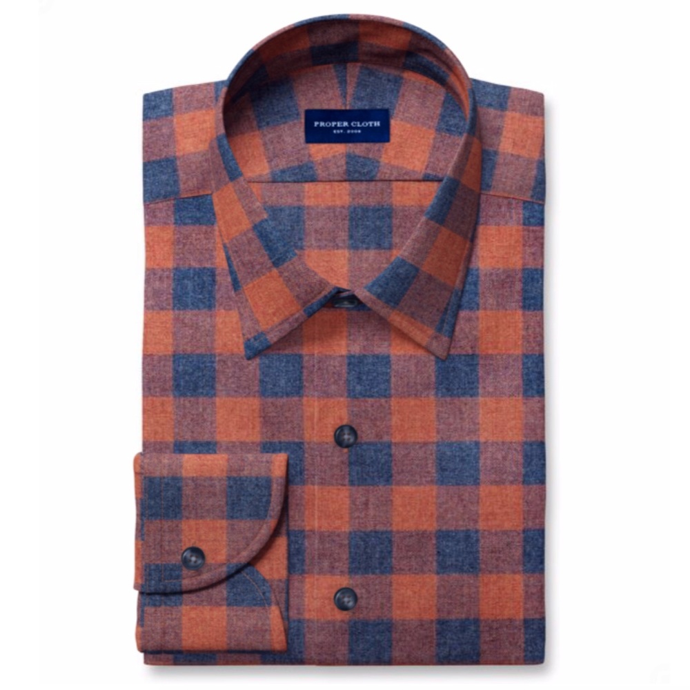 Proper Cloth Custom Melange Gingham Long Sleeve Flannel Button Down Shirt
